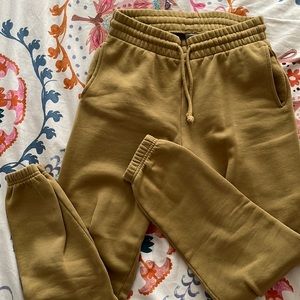 Aritzia mustard yellow sweatpants
